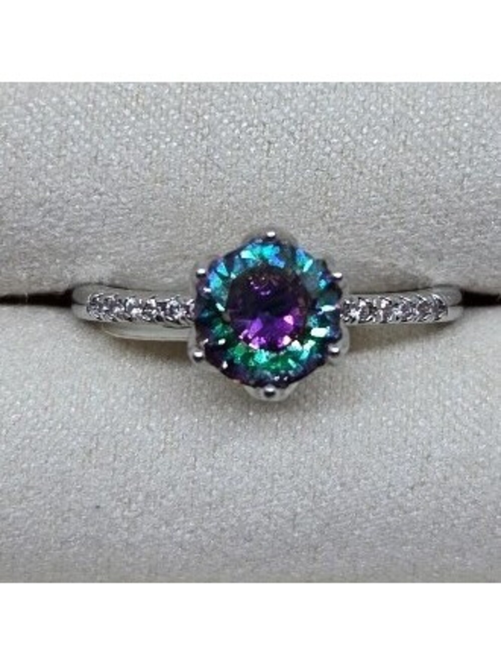 Women's Hexagon Cut Mystic Topaz Ring Size 8